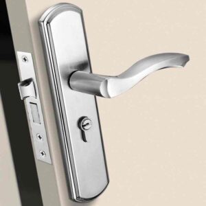 Silver color steel door lock